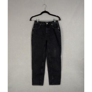 We The Free Jeans Womens 24 Black Charcoal Wash High Rise Mom Relaxed Denim